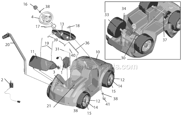 Page A Diagram and Parts List for H4793  Power Wheels Ride-On Cars